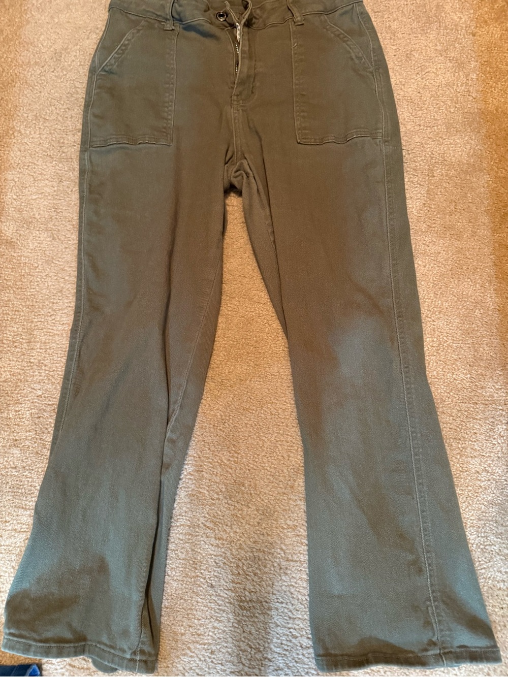 SHEIN Olive Utility Wide-Leg Jeans